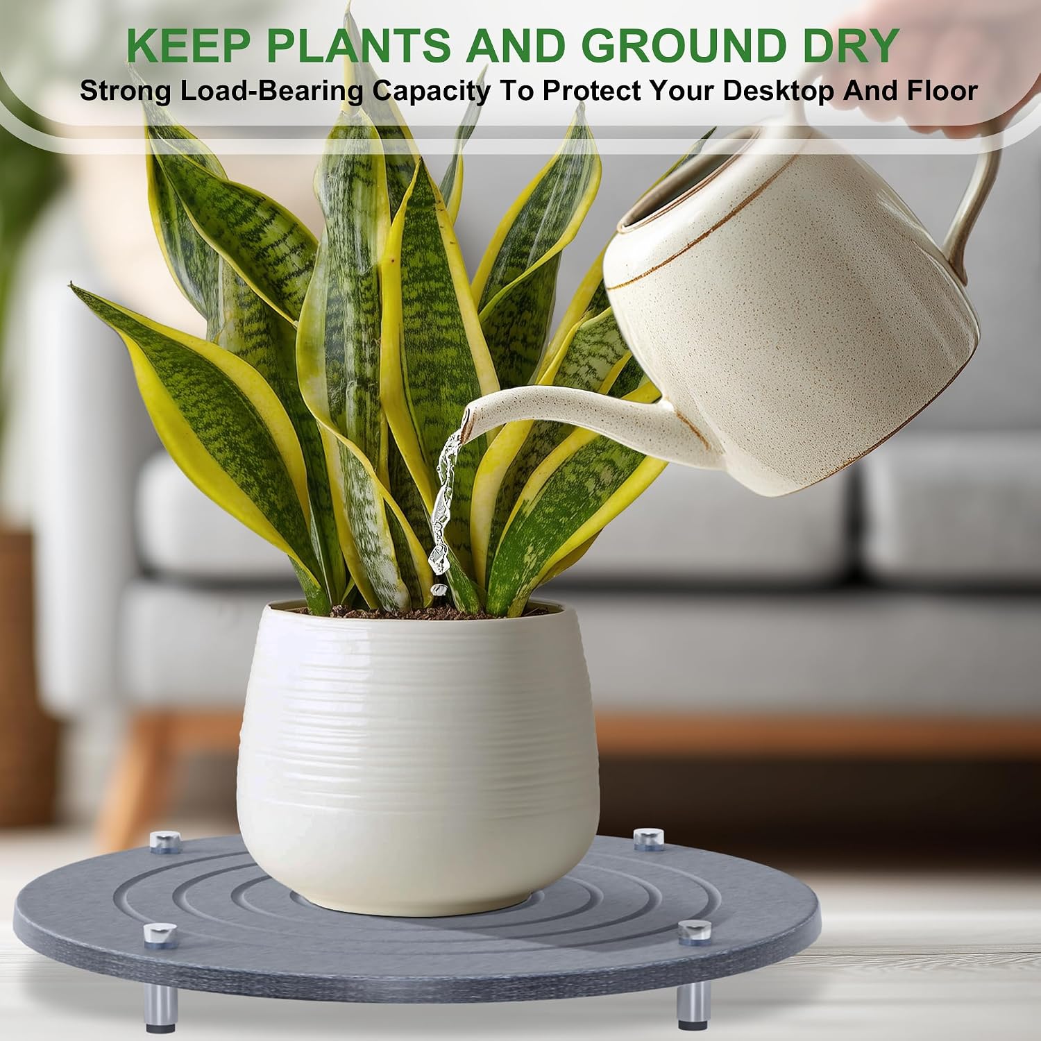 2Pcs 16 Inch Plant Saucers for Indoors, Instant Dry Diatomaceous Earth Plant Saucer, Plant Trays for Pots with