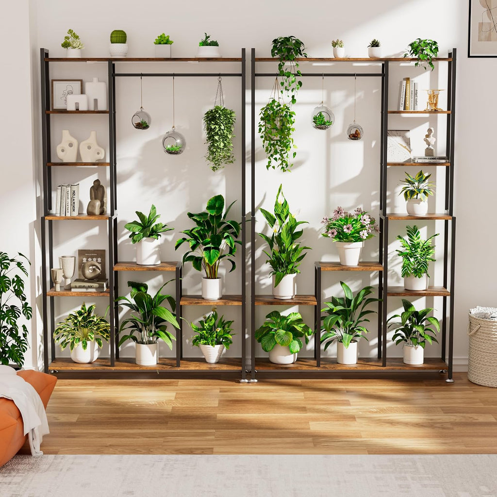 CODACE Plant Stand Indoor with Grow Light - 71 Inches Tall Plant Shelf | 8 Tiered Large Metal Plant Stand, Square Stand