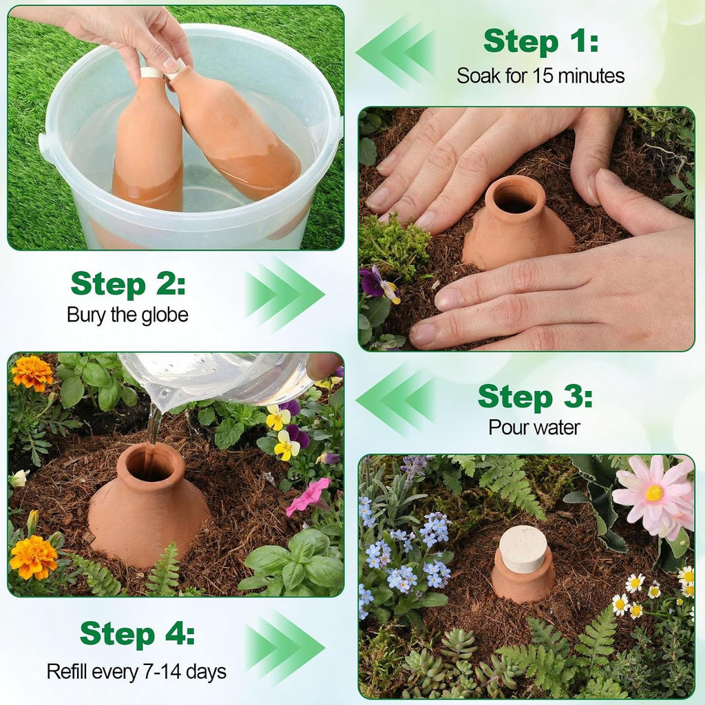 8 Pcs Ollas Terracotta Watering Pots Self Watering Planter Insert Terracotta Globes Clay for Indoor Outdoor Plants (12