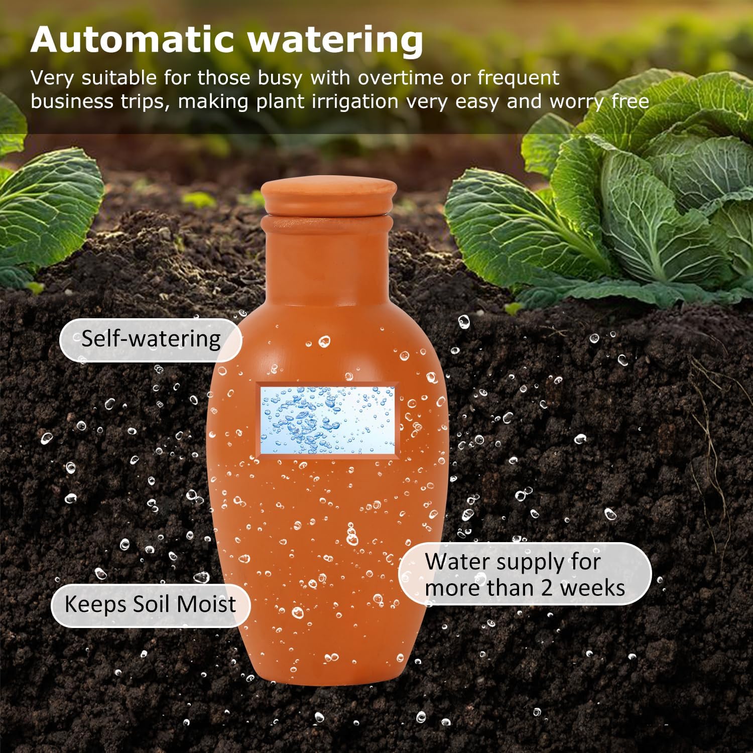 4pcs 3.1in Plant Self Watering Globes Ollas Watering Pots Drip Irrigiation Olla System Terra Cotta Clay Irrigation Pots
