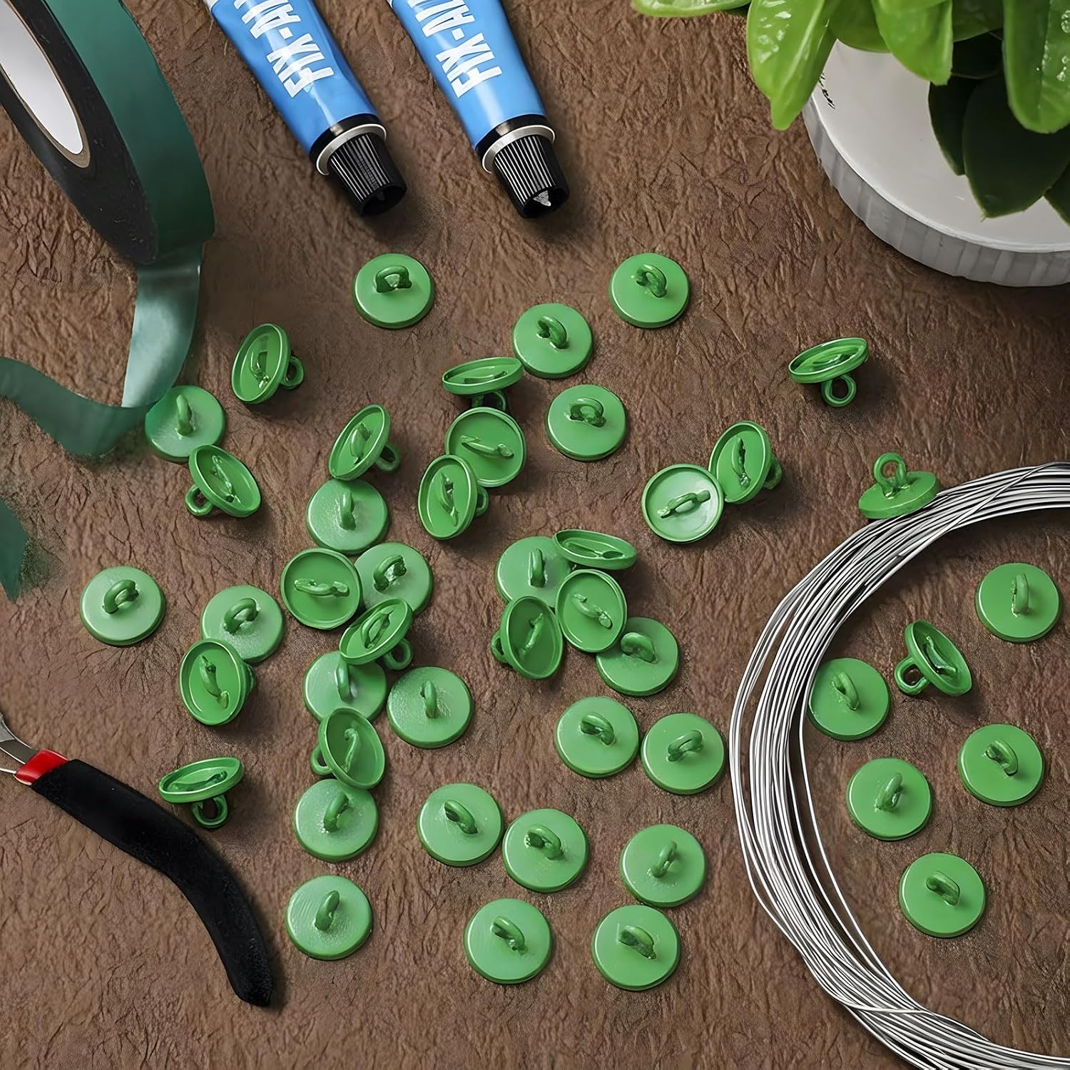 WILLBOND Plant Anchor Kit, 80 Pcs Vine Anchors 5 Pack Silicone Adhesive Sealant Garden Tie Tape Metal Wire Wire Cutters