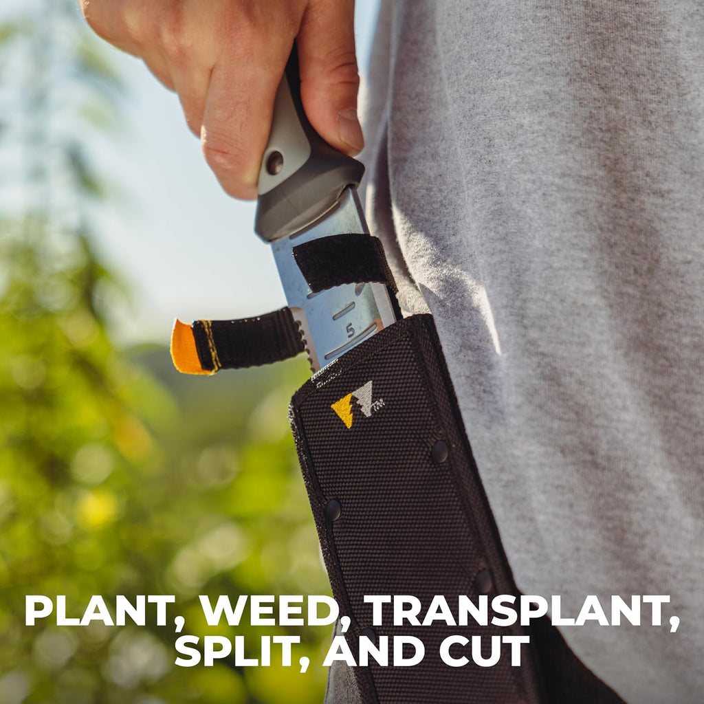 Heavy Duty Hori Hori Garden Knife - Stainless Steel Soil Knife with Serrated Edge, Depth Markings, and Ergonomic Grip
