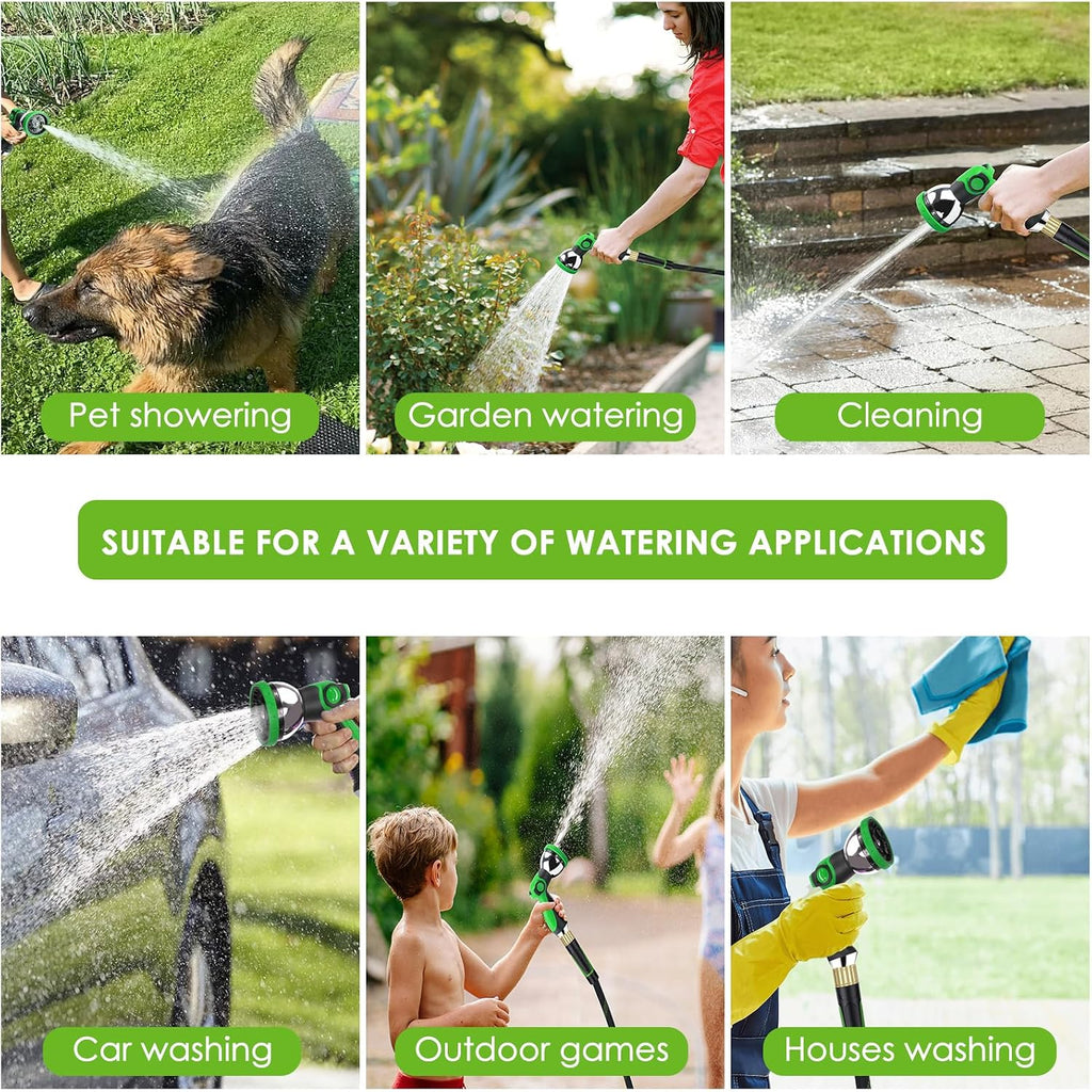 Garden Hose 100 ft, Non-Expandable Ultra-Lightweight Flexible Hose with 360° Dual-End Anti-Kink Design, 10-Pattern