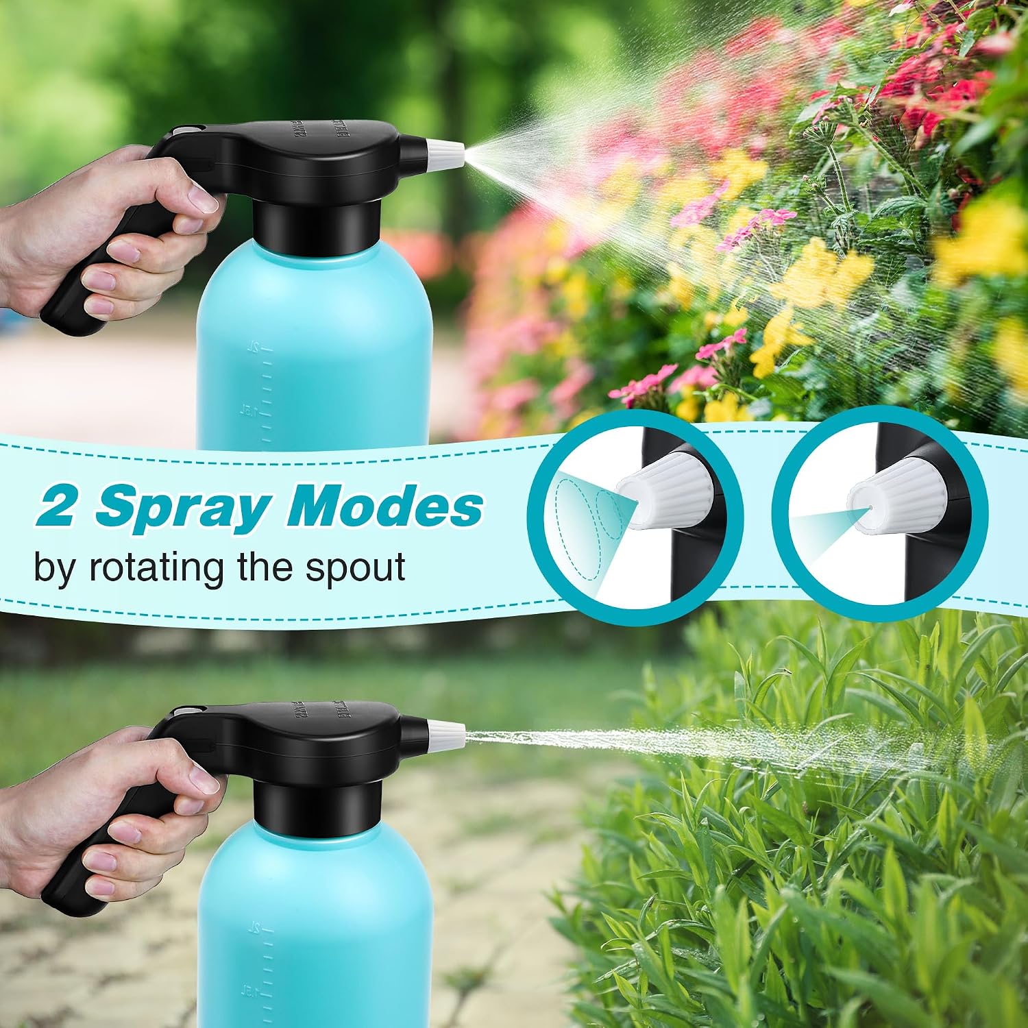 0.5 Gallon Electric Spray Bottle Plant Mister Blue Style | Rechargeable Battery Powered Sprayer with Adjustable Spout