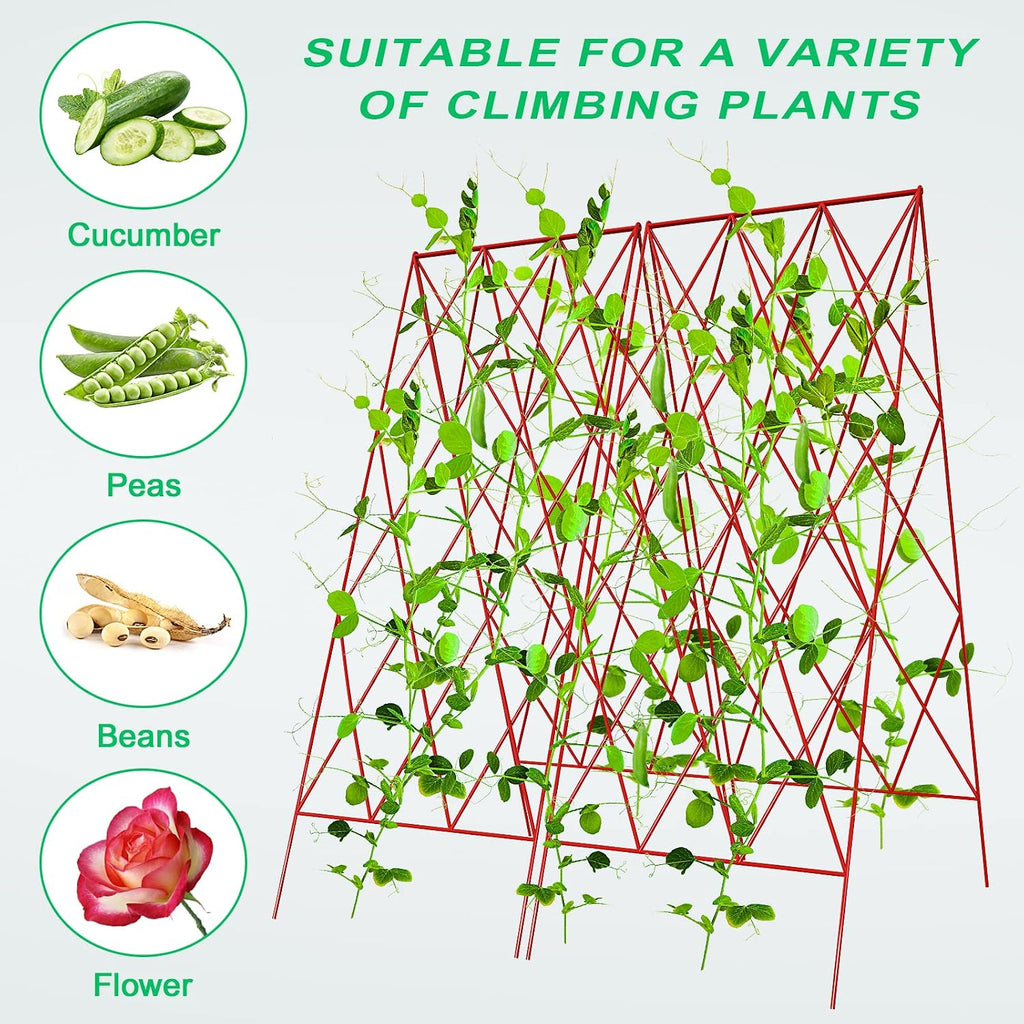 39.4" H Cucumber Trellis, 2 Pack Foldable A Frame Garden Trellis | PVC-Coated Steel Plant Support for Raised Bed