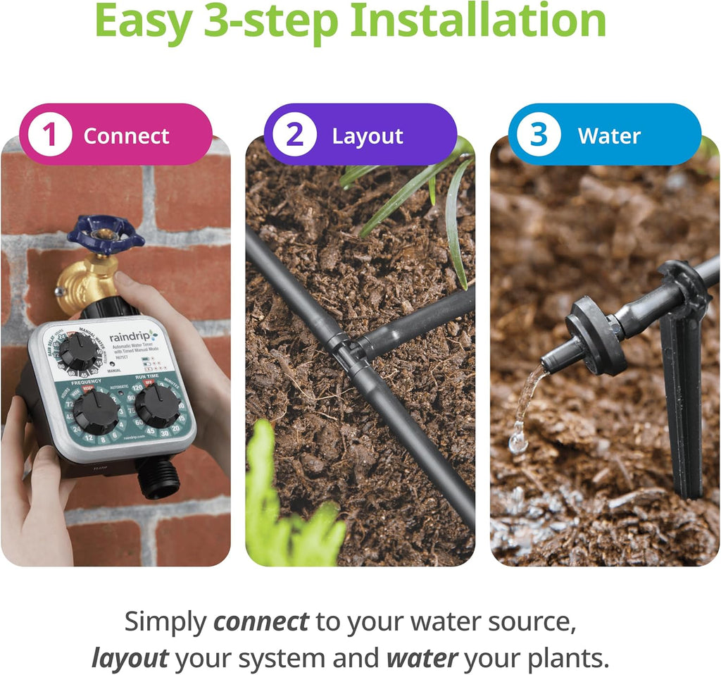 Raindrip R560DP Drip Watering System, Automatic Drip Irrigation System with Timer for Containers and Hanging Baskets