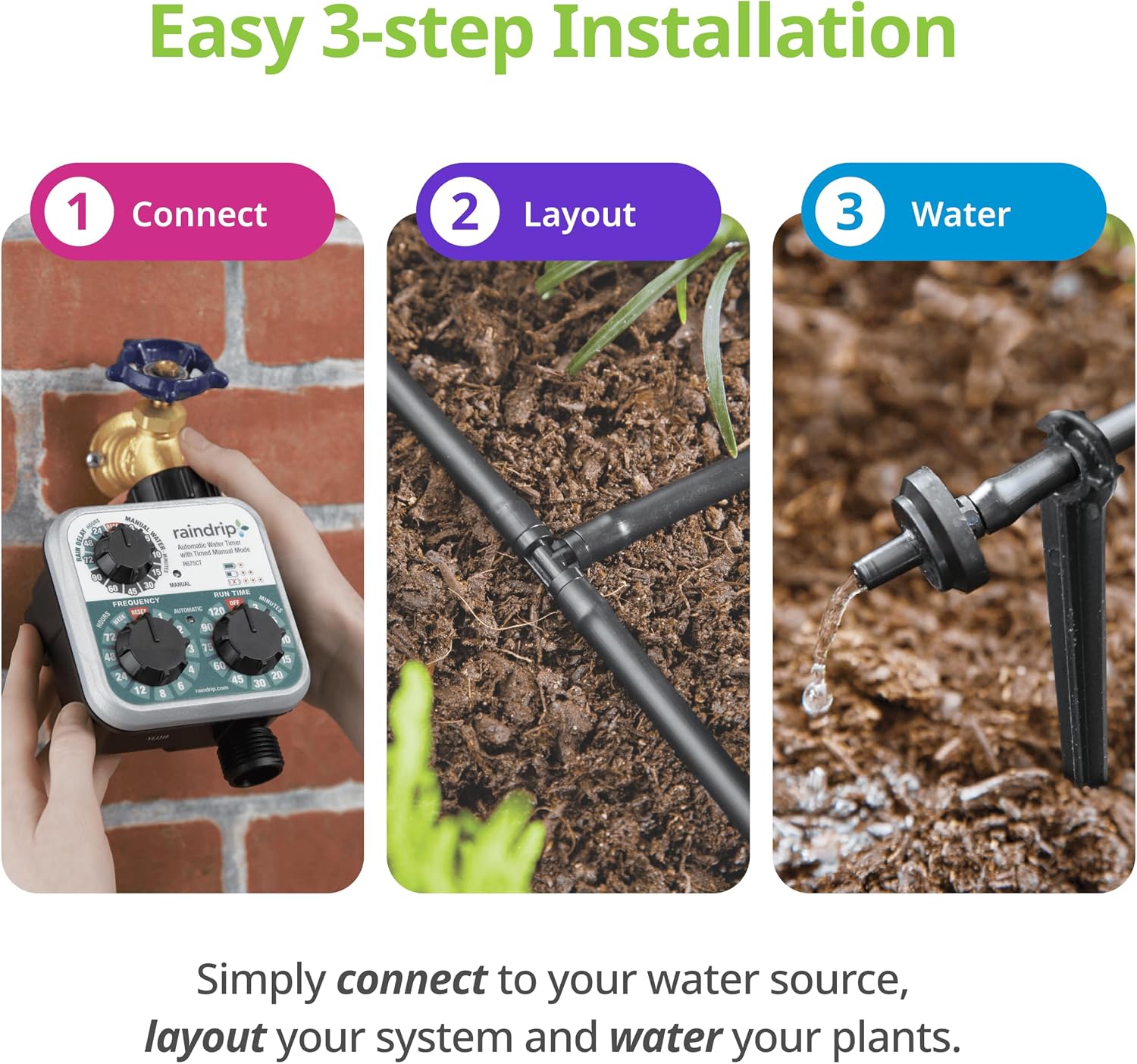 Raindrip R560DP Drip Watering System, Automatic Drip Irrigation System with Timer for Containers and Hanging Baskets