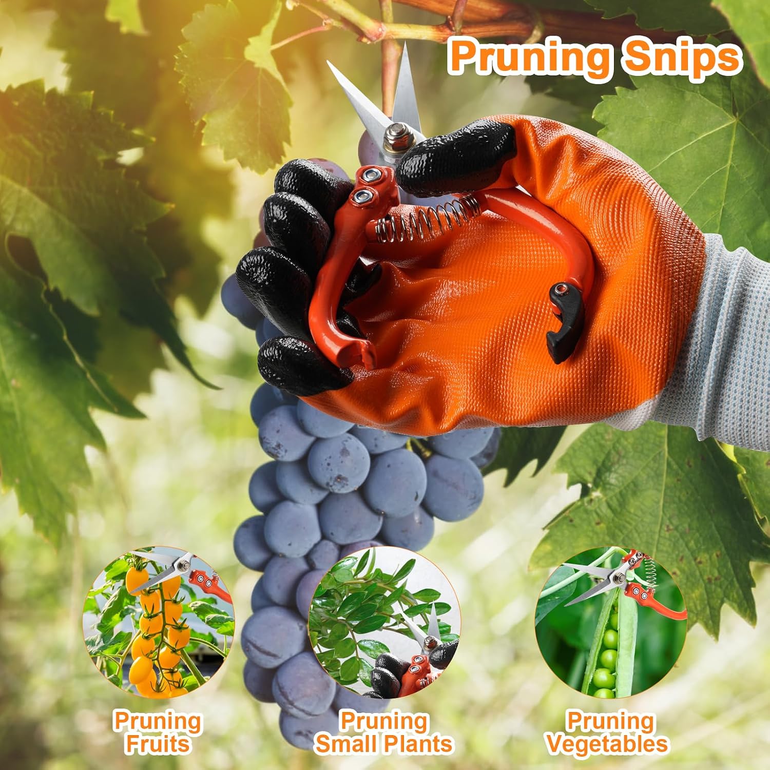 6Pcs Pruning Shears Set with Bypass Pruning Shears, Garden Scissors, Pruning Snips,Saw,Gloves,Storage Bag,Handheld