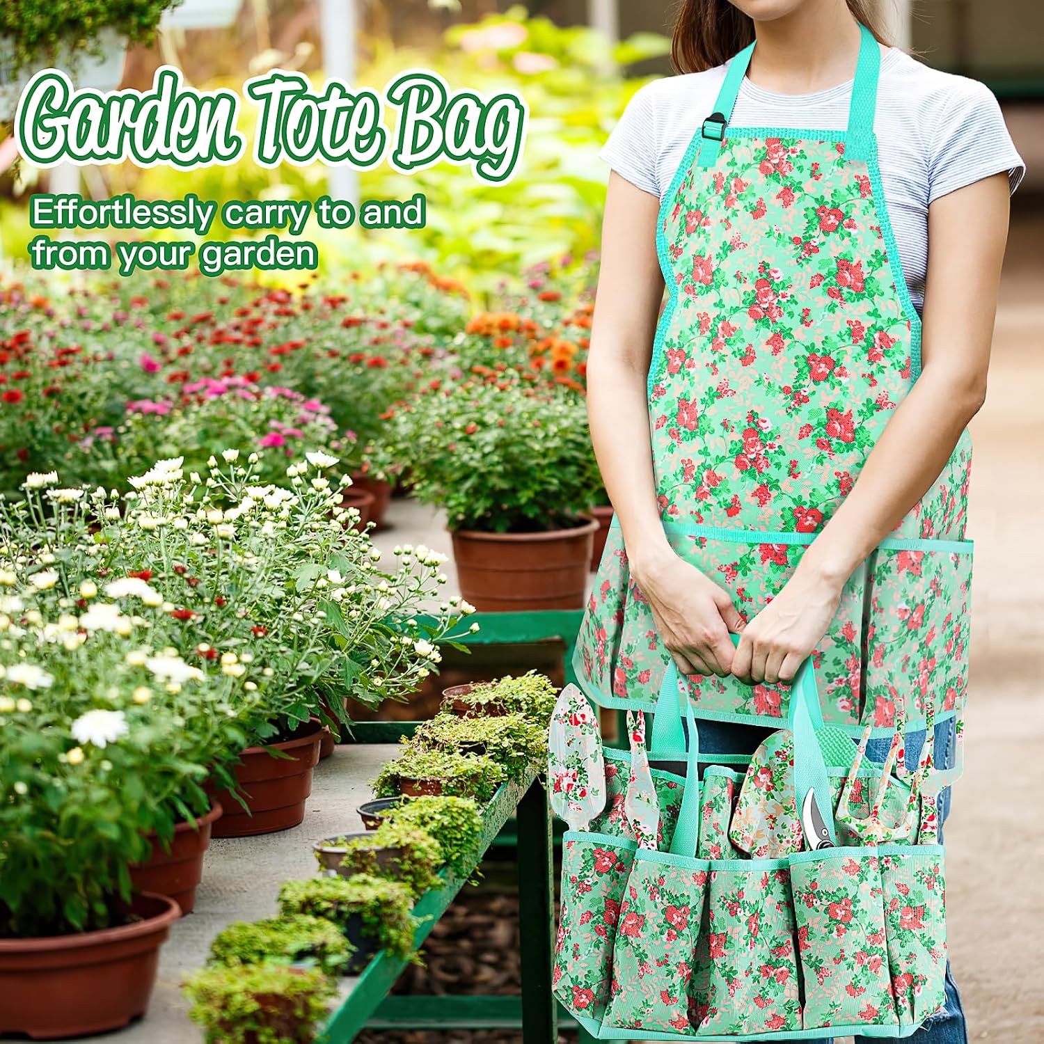 Garden Tools Set, JUMPHIGH 10 PCS Heavy Duty Gardening Tools Includes Hand Trowel Rake Weeder Pruner, Gardening Gifts