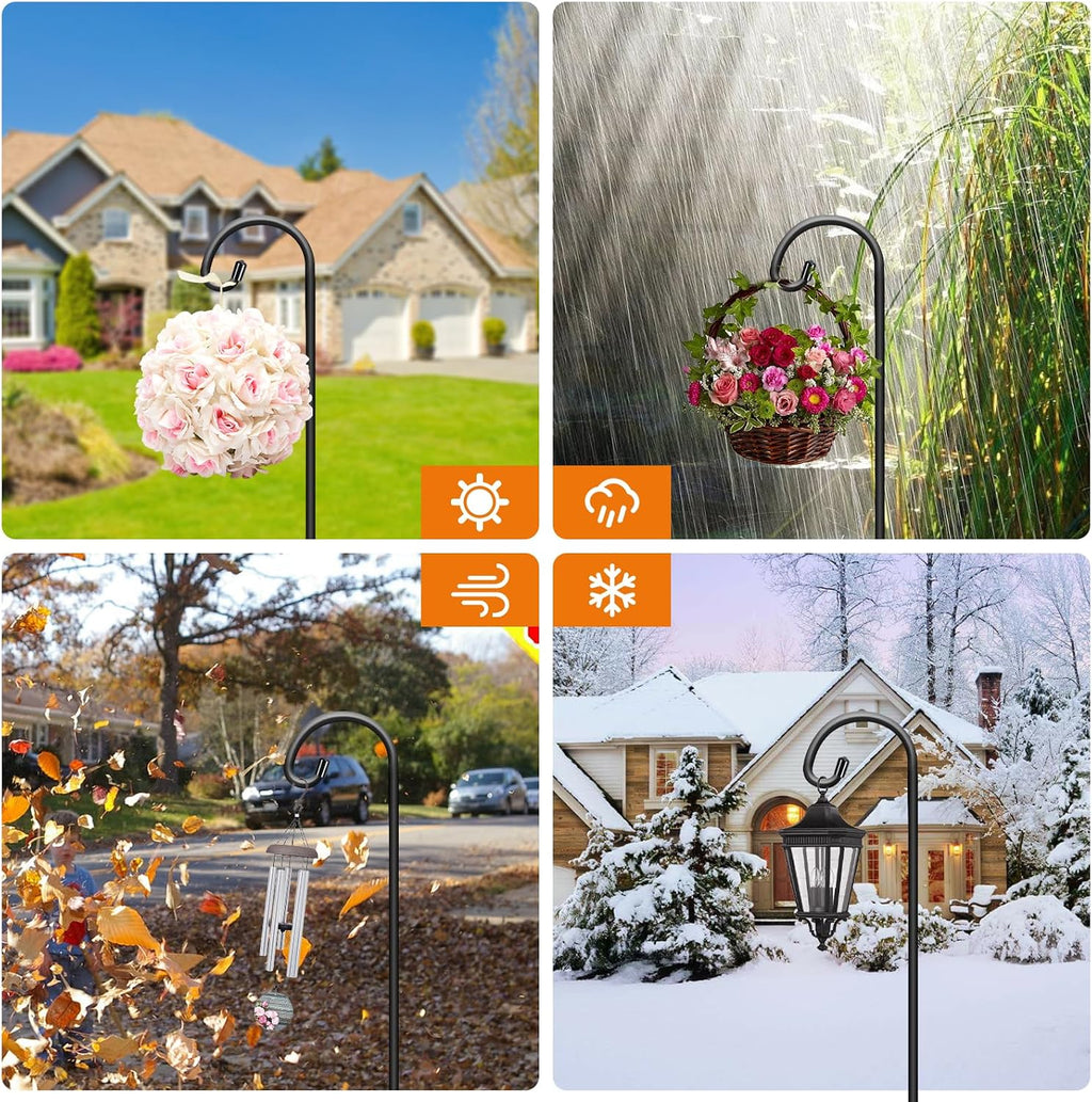 Gtongoko 24 Inch Shepherd Hooks for Outdoor 8 Pack,Garden Hooks for Hanging Plants, Lanterns, Solar Lights, Mason Jars