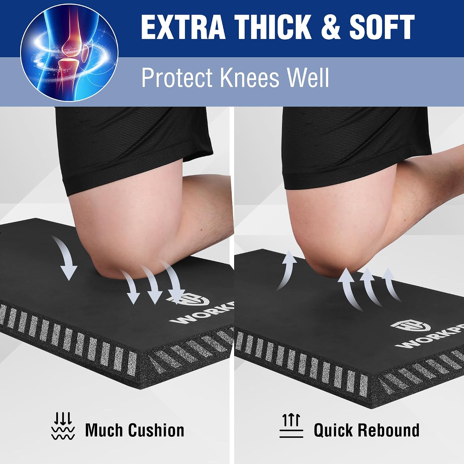 WORKPRO Extra Thick Kneeling Pad, Black, 28 x 16 x 1.2in | Soft NBR Foam Knee Cushioning, Extra Large Foam Kneeler Mat