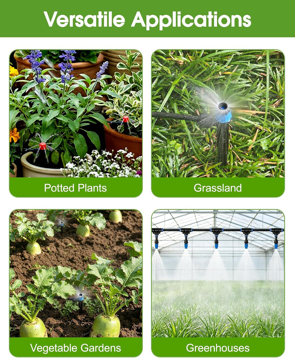 240FT Drip Irrigation System Kit, Quick-Connect Garden Watering System | 20FT 1/2" main, 200FT 1/4" drip line