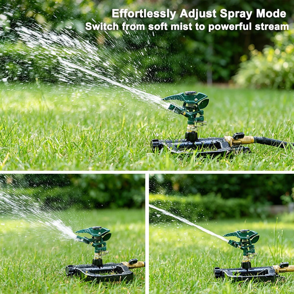 FANHAO Heavy Duty 360 Degree Pulsating Impact Sprinkler, Adjustable Lawn Sprinkler with Metal Base, Covers Up to 5,800