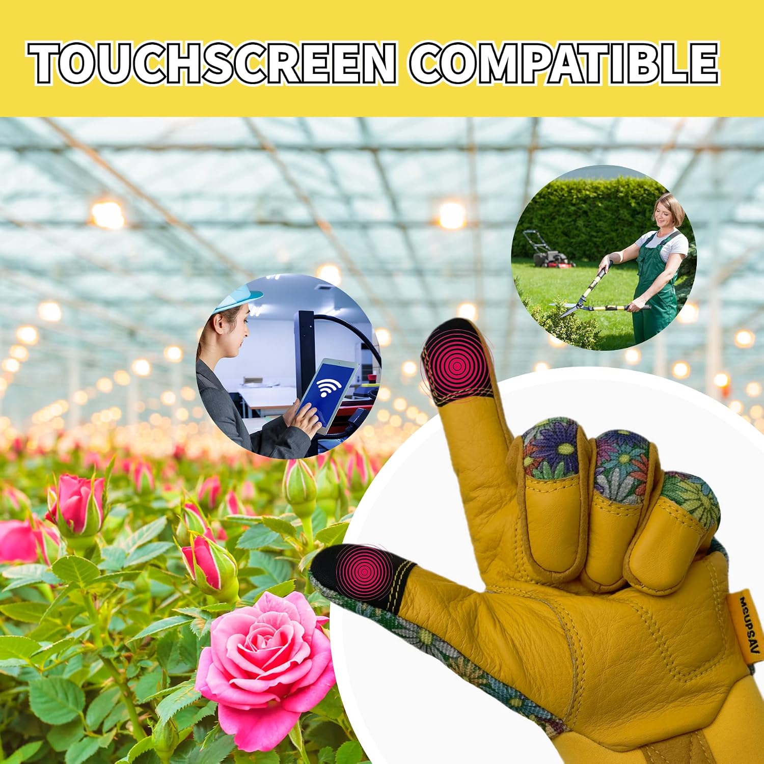 Cute Pattern Gardening Gloves,Thornproof Garden Glove,Gardener Gift | Gardening Gifts for Women,Touchscreen,Tender