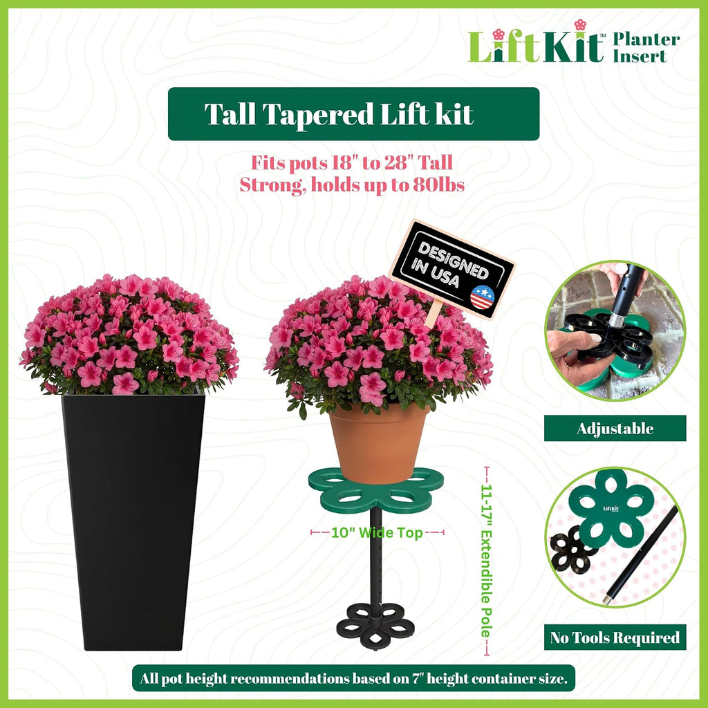 Lift Kit Planter Insert Tall Tapered Plant Riser Fill Bottom of Tall Flower Pots and Large Plant Containers | Indoor