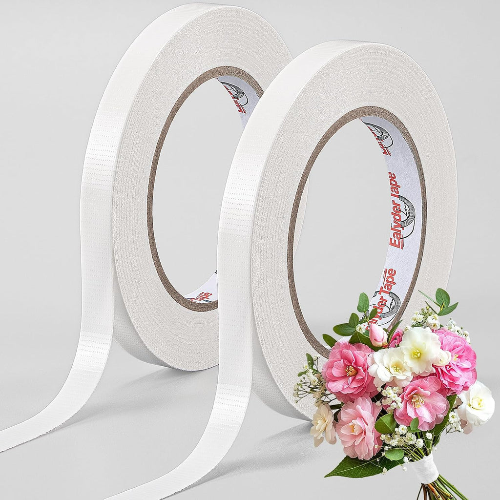 2 Rolls White Floral Tape 1/2" x 30Yd Waterproof Florist Tape