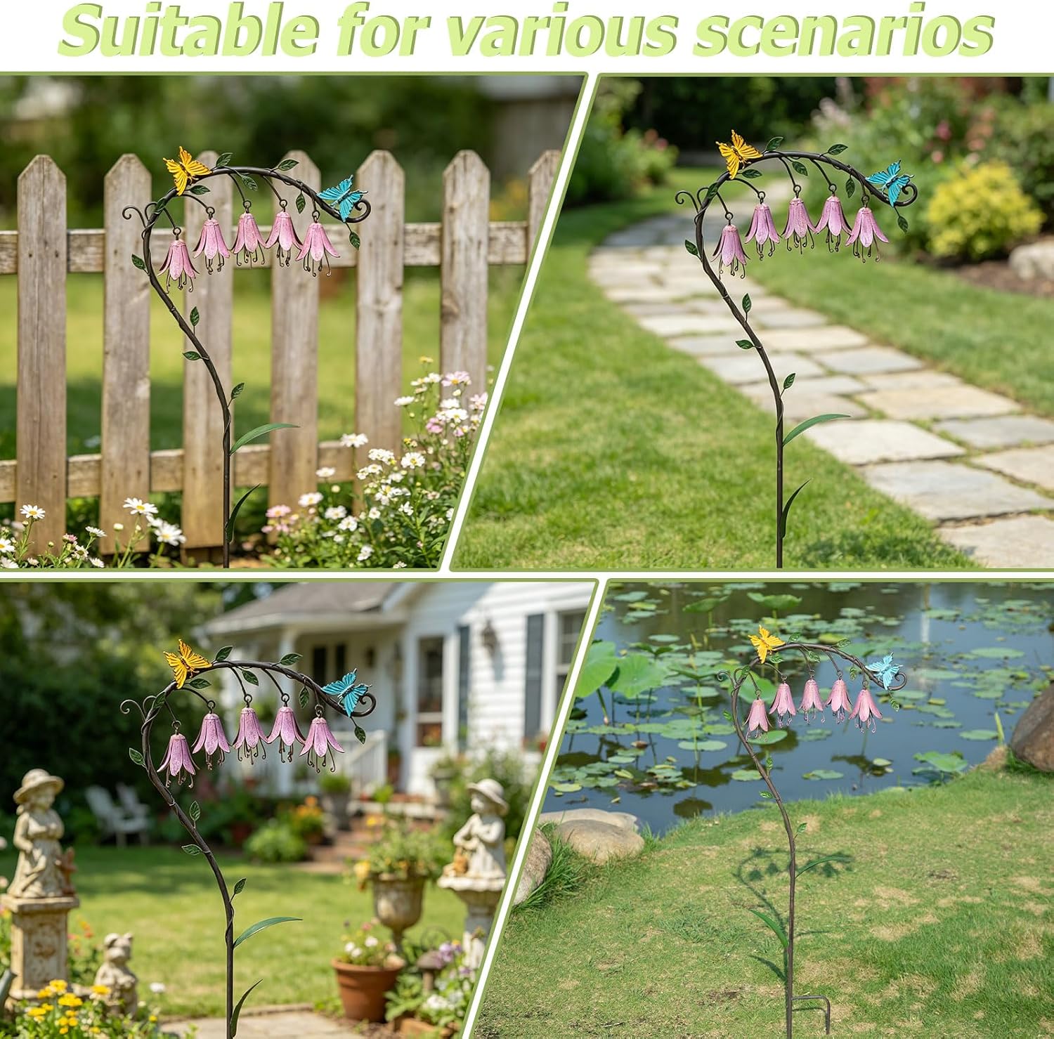 39.5"H Gardens Metal Flowers for Outside,Retro Decorative Garden Stake | Metal Garden Art for Outdoors,Garden Stakes