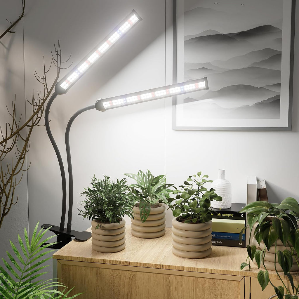 LED Grow Light,White Full Spectrum Clip Plant Growing Lamp | Desk Lamp with High Power Red Blue LEDs for Indoor