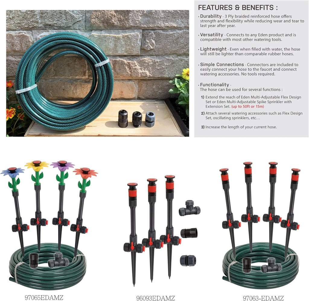 Eden 94051 Rubber Garden Hose 1/2 in. x 50 ft, DIY Hose Set