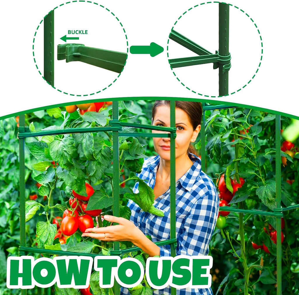 100Pcs Plant Stake Arms for Tomato Cage,11.8" Garden Stake Connectors with 2 Adjustable Buckles,Expandable Trellis