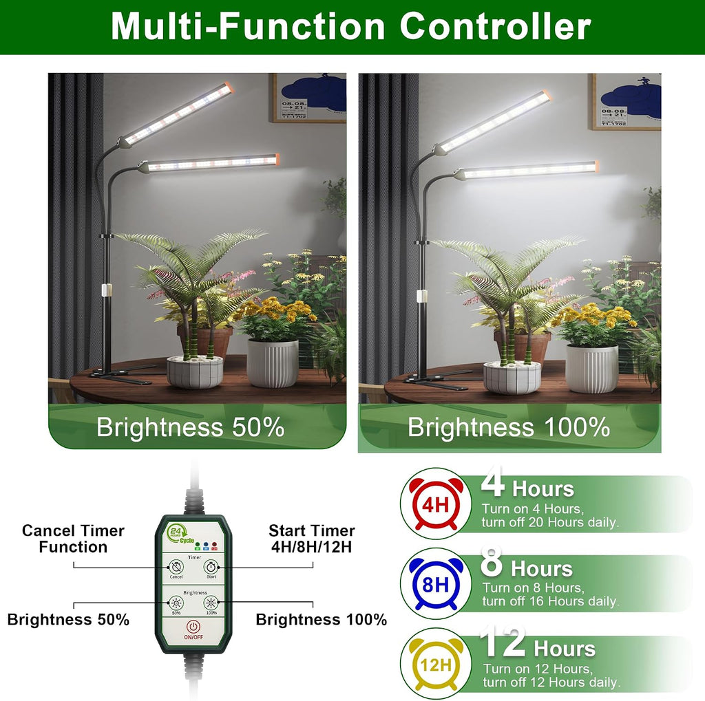 Grow Light for Indoor Plants,Height 10-32'' with Dimming & Timer | Full Spectrum Growing Plant Lamp with White Red Blue