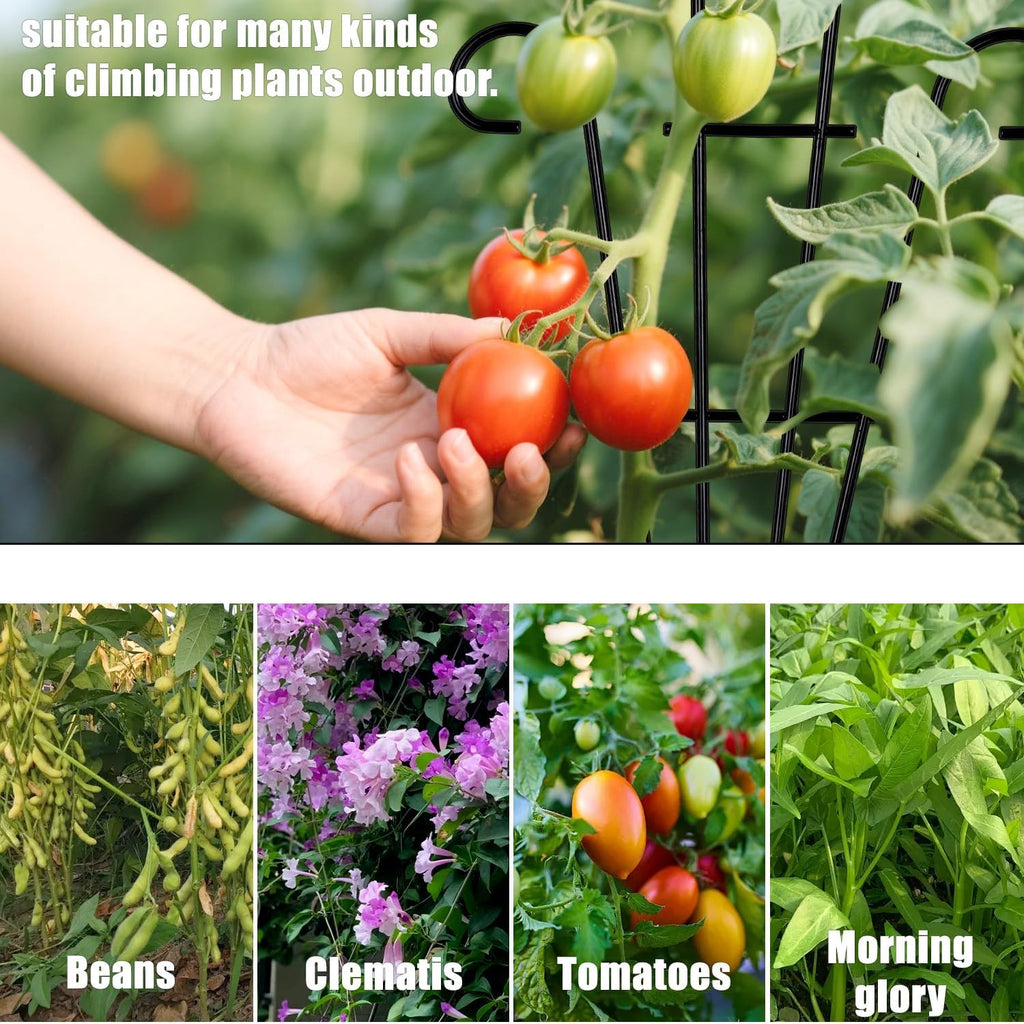 2 Pack 31 Inch Black Coated Wave Pot Metal Trellis Stakes for Climbing Plants Patio Plant Support for Outdoor,Rose