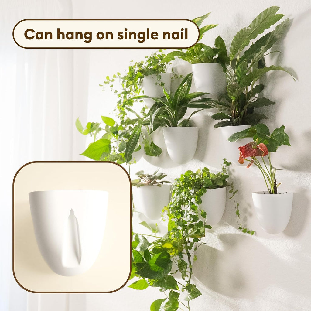 PlantPod Classic - Self-Watering Wall Planters (6, White) - Easy to Water and Install - Lightweight - Design Your Own