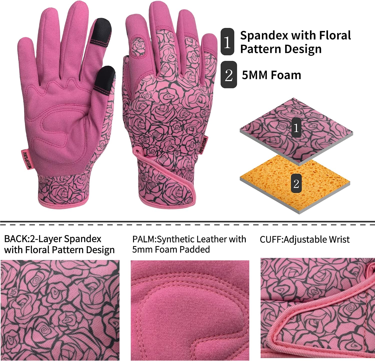 Cute Pattern Gardening Gloves,Thornproof Garden Glove,Gardener Gift | Gardening Gifts for Women,Touchscreen,Tender