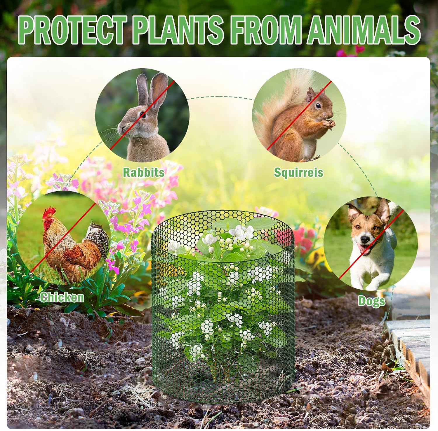 40Ft x 16In Plant Protectors from Animals, Plant Cages for Outdoor Plants | Wire Plant Protector, Thick Metal