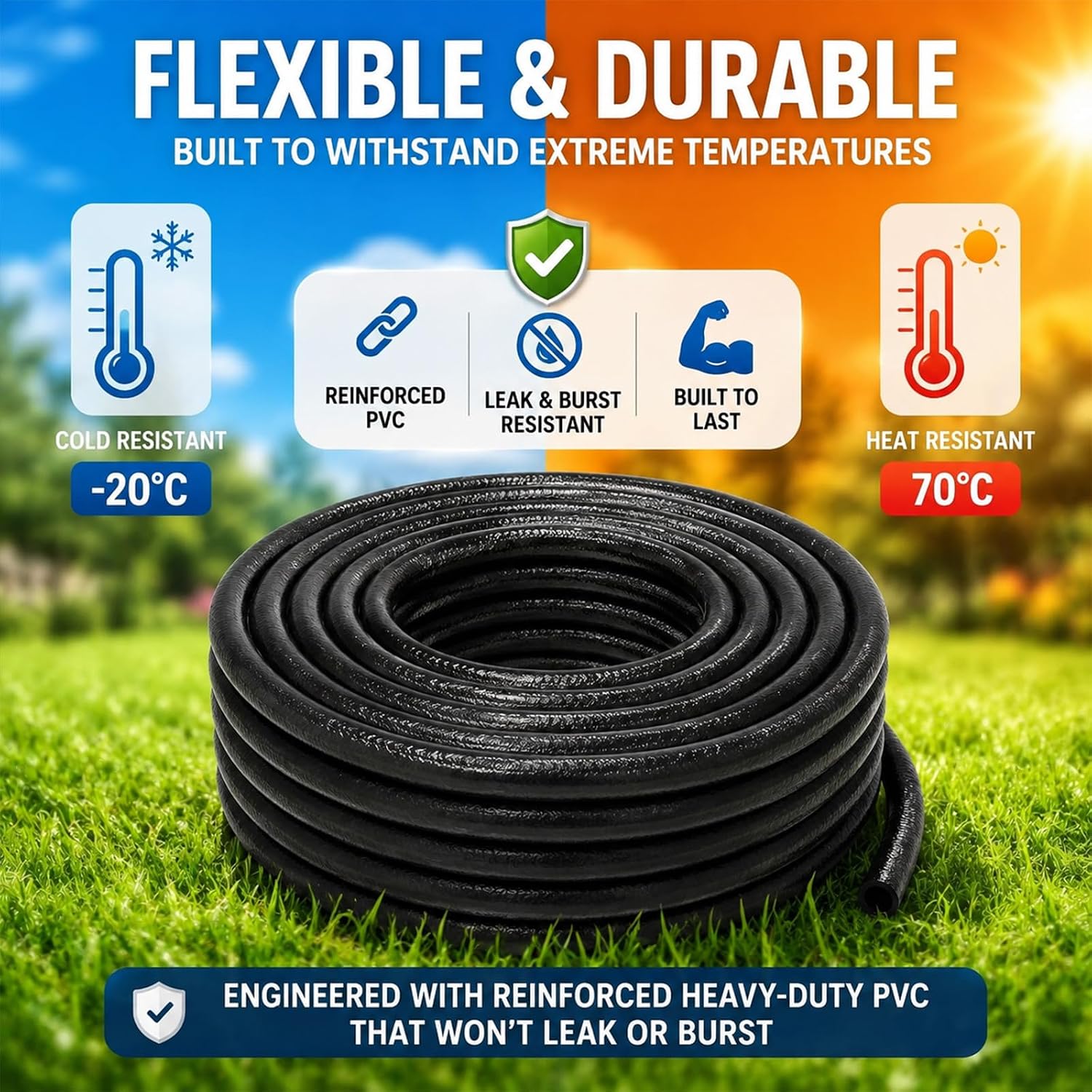 50 FT 1/2 Inch Drip Irrigation Tubing Kit:Premium Garden and Landscape Watering System-Drip Irrigation Hose with 2