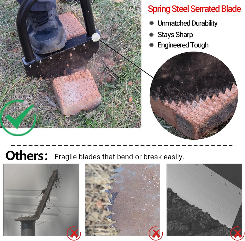 Edger Lawn Tool 41in Border Edger with Tempered Spring Steel Blade | Long Rubber Handle Wide Footplate Rustproof