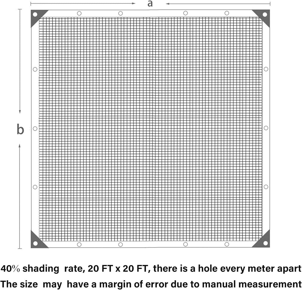 winemana 40% Black Shade Cloth, 20 x 20 FT Durable Mesh Tarp with Grommets, Resistant Garden Sun Shade Netting, Shading