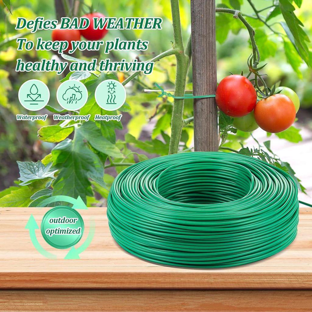 Zhengmy 500Ft/153m Green Garden Wire, Sturdy Plant Ties with Wire Cutter, Twist Garden Ties Gardening Supplies 2.5 mm