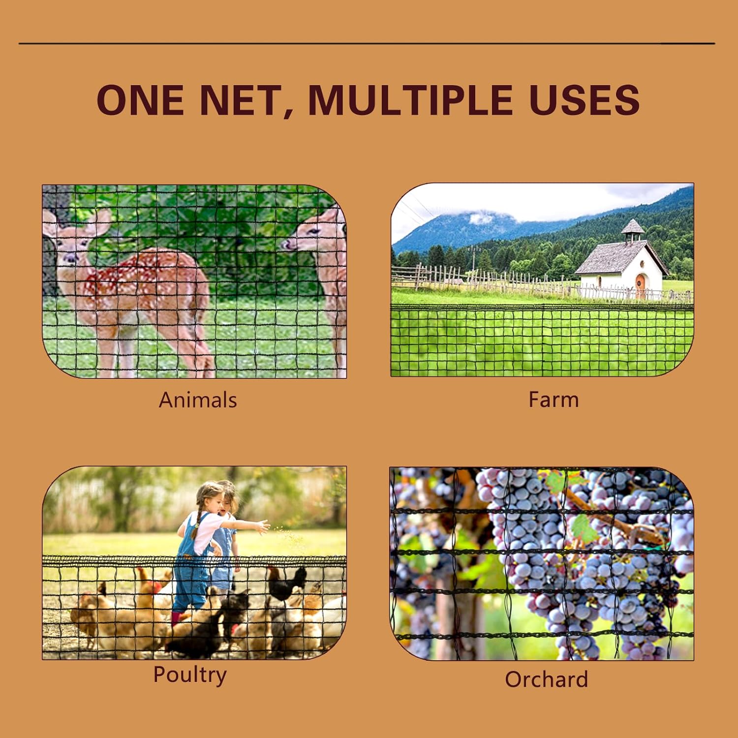 Deer Fence Netting,Plastic Mesh Fence 6.5x50ft,Reinforced Edges 55gsm Heavy Duty Animal Barrier,Ideal for Garden