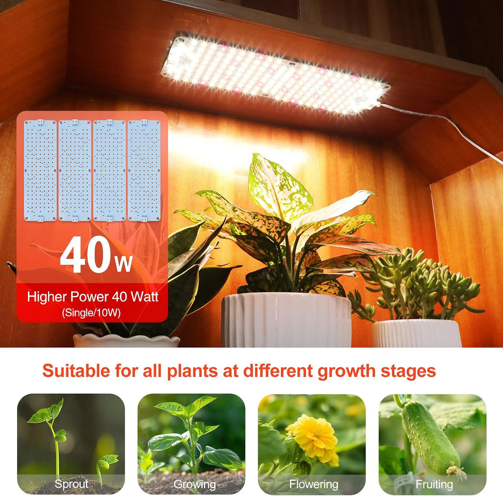 4-Pack Panel Grow Lights for Indoor Plants, FECiDA 2026 LED Plant Grow Light for Under Cabinet Plants, Full Spectrum