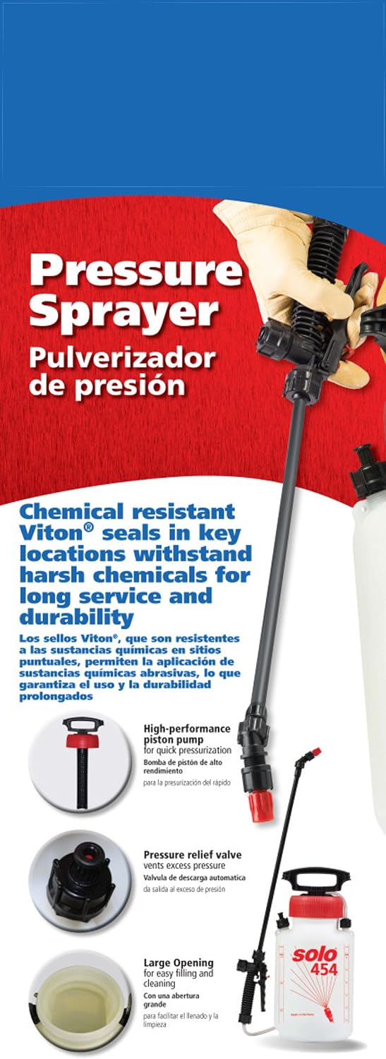 SOLO 454 1.5-Gallon Handheld Sprayer with Viton® Seals in Key Locations. Viton® Seals Resist Harsh Chemicals. Designed