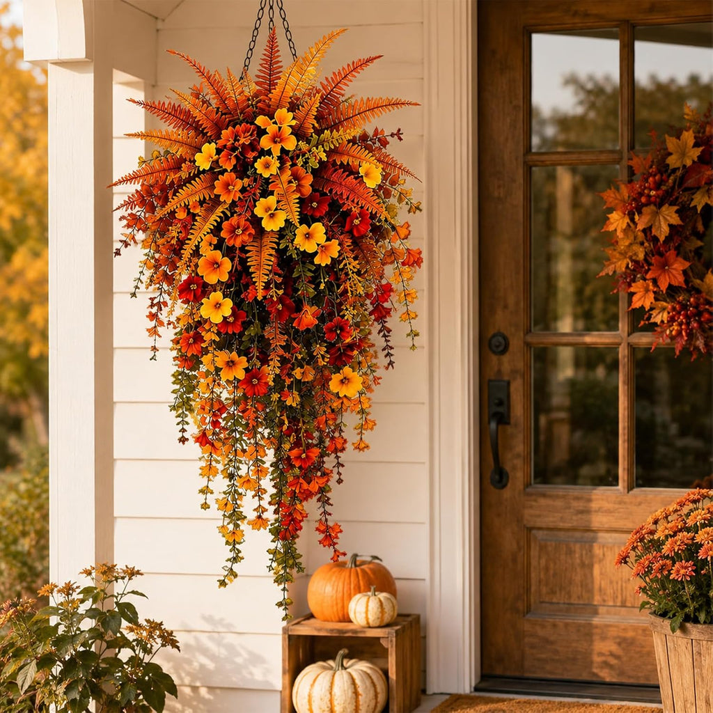 RECUTMS Fake Fall Outdoor Flowers Artificial Lavender Plants,Autumn Decor