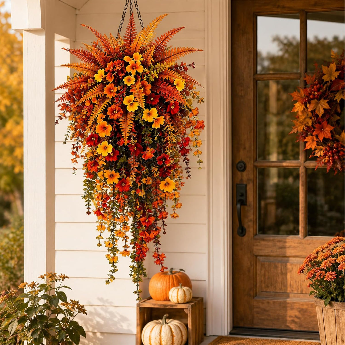 RECUTMS Fake Fall Outdoor Flowers Artificial Lavender Plants,Autumn Decor