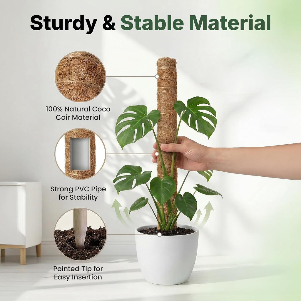 4 Pack 22" Moss Pole Monstera Plant Support - Stackable up to 70" - Plant Stakes for Indoor Climbing Plants Potted