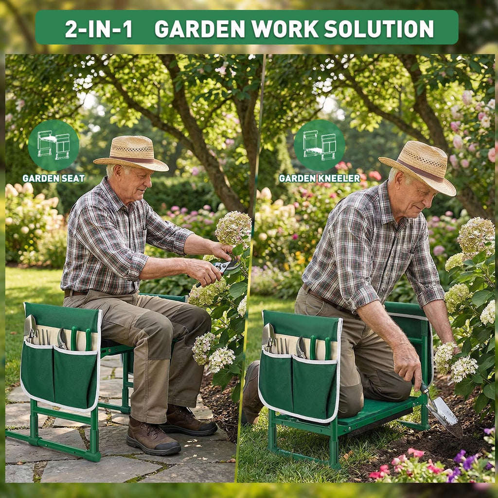 Garden Kneeler and Seat for Seniors – Heavy Duty Anti-Tip Gardening Stool with Widened Thick Soft Kneeling Pad