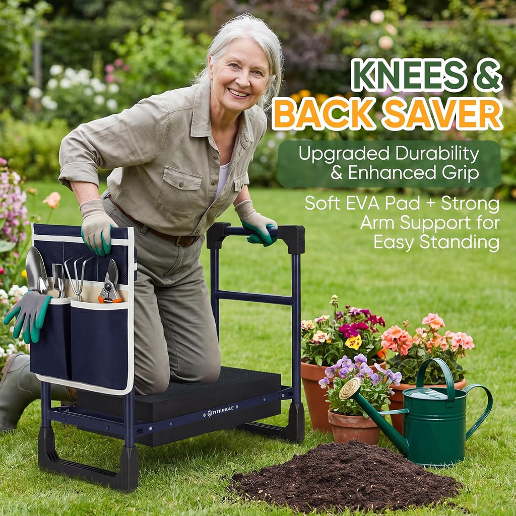 Garden Kneeler and Seat, Heavy Duty Foldable w/Soft Kneeling Pad | Anti-Tip Gardening Stool Bench Kneeler with Thicken
