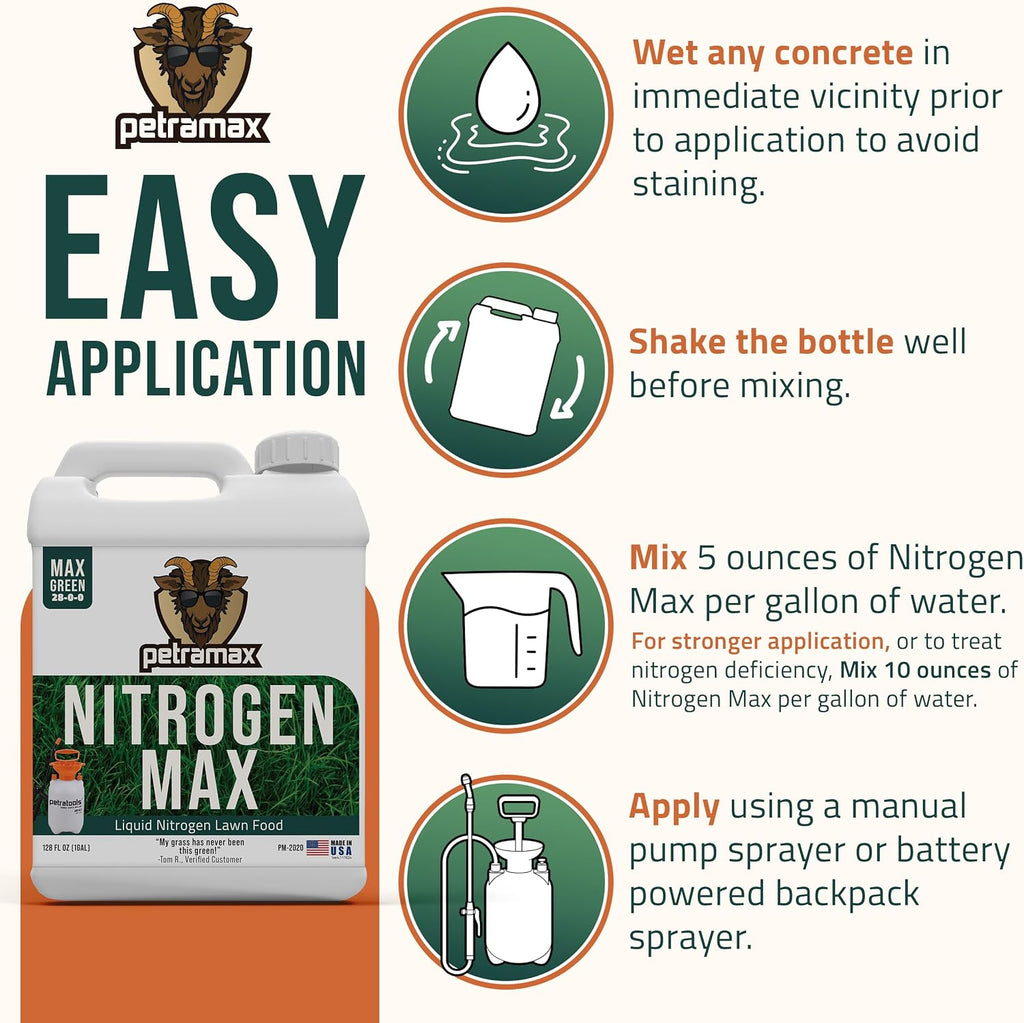 Petramax Liquid Nitrogen Fertilizer 28-0-0 NPK - 1 Gallon Spring & Summer Liquid Grass Fertilizer for Lawn, Spray on