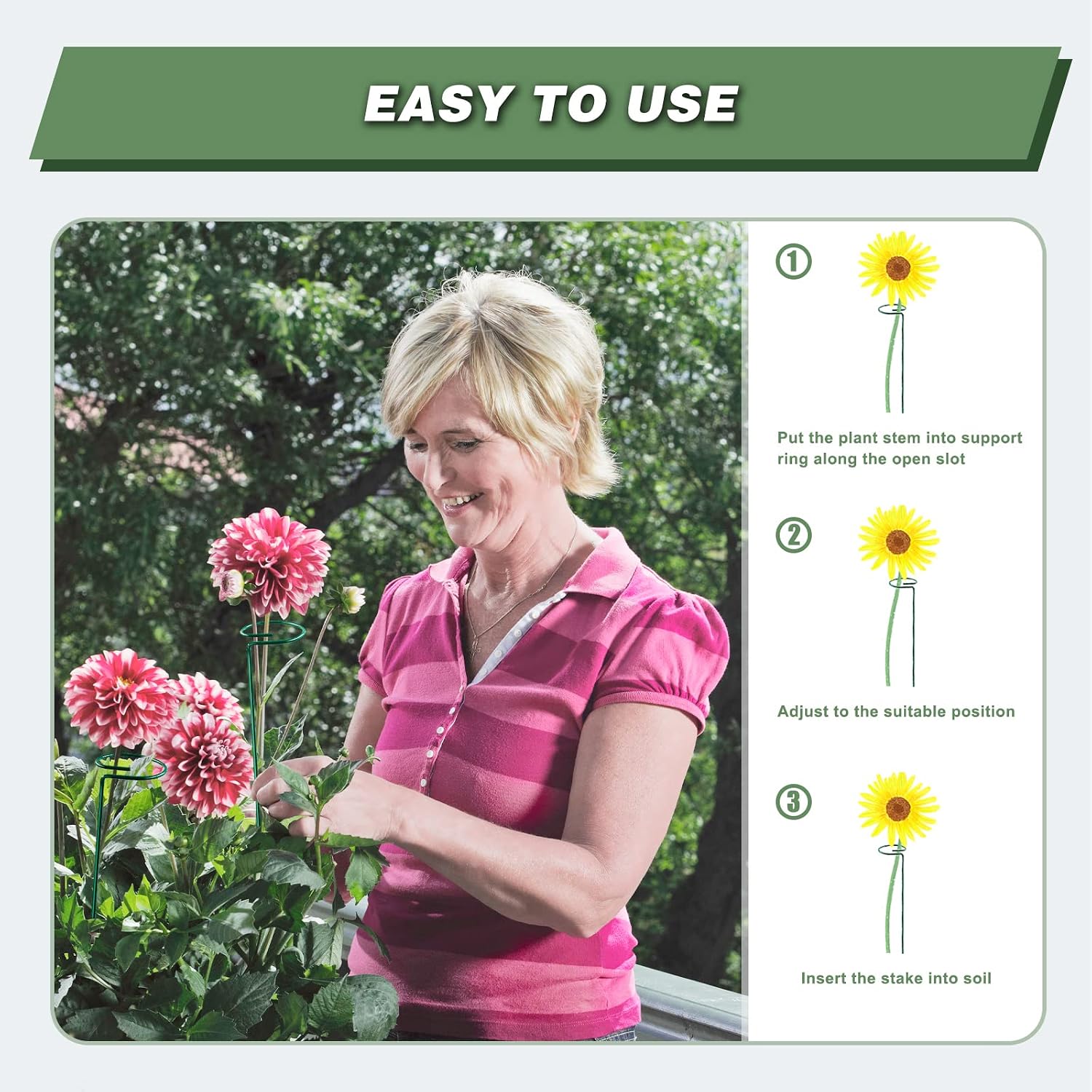 20 Pack 24 Inch Plant Support Stakes for Outdoor Plants and Indoor Flowers | Includes 24 Twist Ties, Sturdy metal