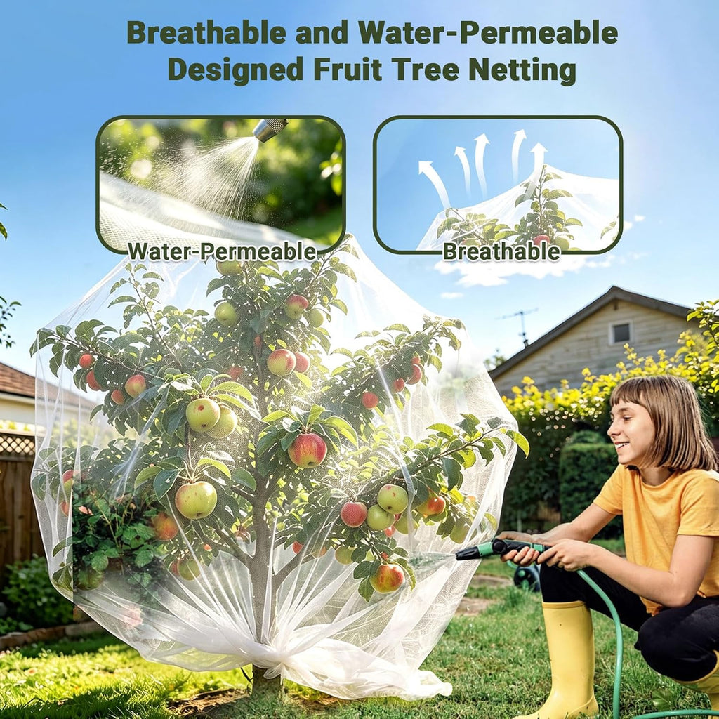 10x10FT Fruit Tree Netting Cover, Insect & Bird Barrier-1PCS | 60-mesh net guards blueberries,tomatoes,apples from