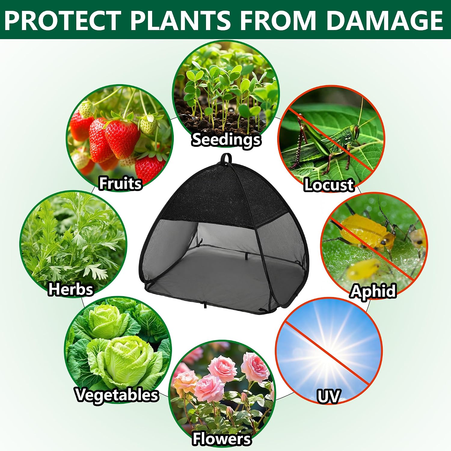 2Pcs Pop Up Garden Netting Bug and Shade Cover,Plant Sun Shade Netting Tent | 22"x22"x22" Insect Barrier Sun Protection