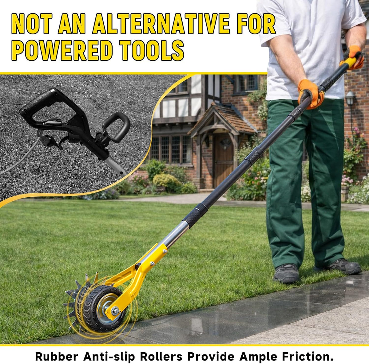 Manual Edger Lawn Tool, 75 Inch Wheel Rotary Edger for Lawn with Extra-Wide Wheel, Grass Edge Trimmer with Adjustable