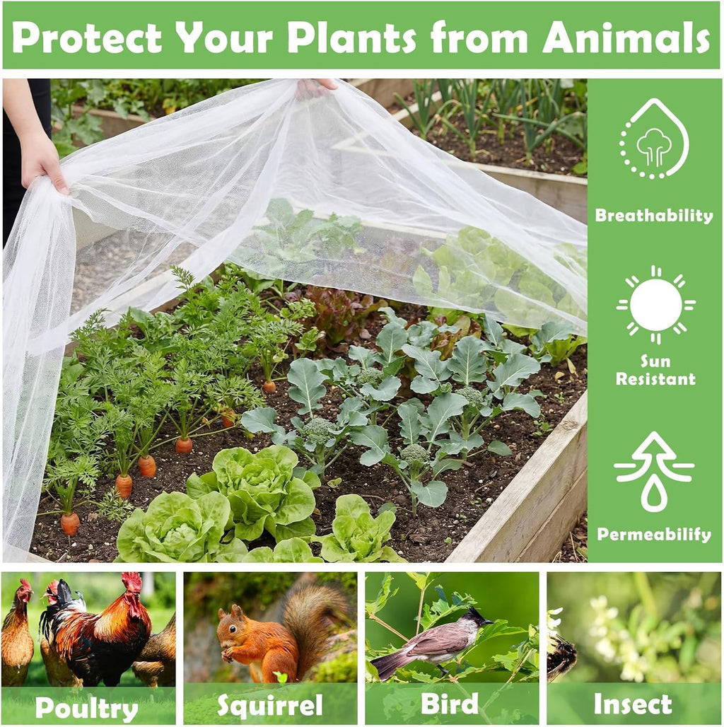 1 Pcs Garden Insect Netting Mesh, White Ultra Fine, 20 X 33 Ft | Pest Barrier for Vegetables, Large Fruits Tree Net