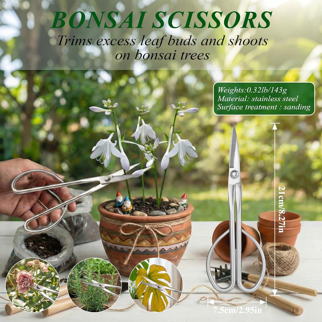 Bonsai Tools Set 3-Piece – Knob Cutter, Concave Cutter & Scissors for Trim | High-Carbon Steel, Ergonomic Non-Slip