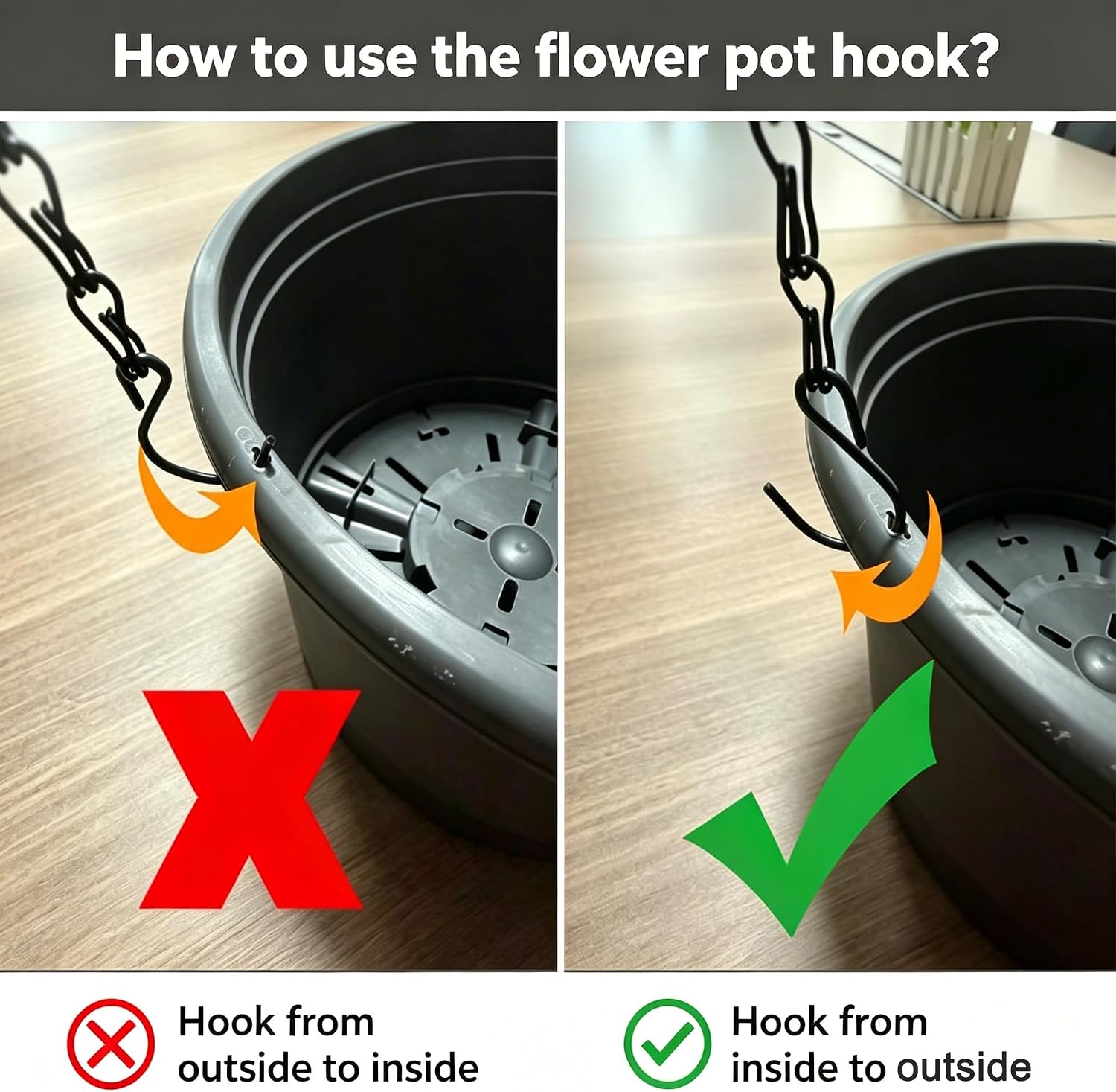 6 Pack 10 Inch Hanging Baskets for Plants Outdoor with Removable Trays | Plastic Hanging Planters with 15.7" Chain