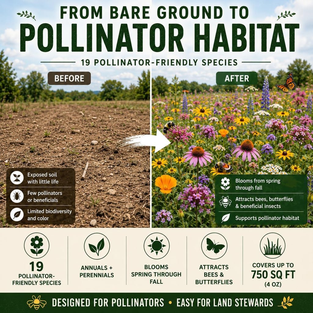 Essential Pollinator Wildflower Seed Mix – Bee & Butterfly Garden Seeds, 19 Annual & Perennial Species